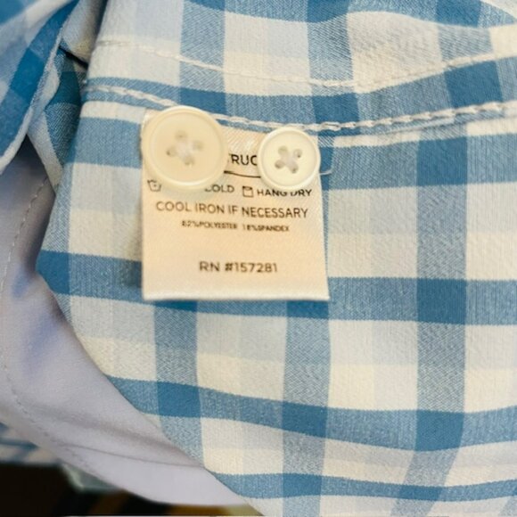 Mizzen+Main Stretch Sport Dress Shirt Leeward Trim Fit Blue Plaid Large Tall - Picture 4 of 9